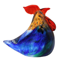 SZKLANA DEKORACJA Kogucik Niebieski 9cm Typu MURANO