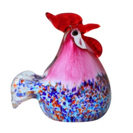 SZKLANA DEKORACJA Kogucik Różowy 9cm Typu MURANO