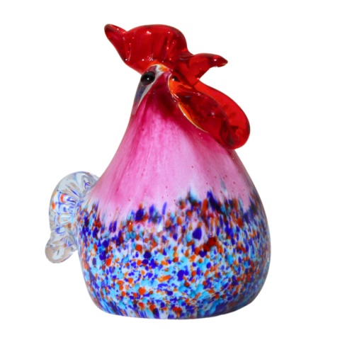 SZKLANA DEKORACJA Kogucik Różowy 9cm Typu MURANO SZKLANA DEKORACJA Kogucik Różowy 9cm Typu MURANO