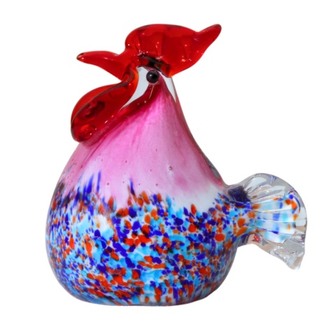 SZKLANA DEKORACJA Kogucik Różowy 9cm Typu MURANO SZKLANA DEKORACJA Kogucik Różowy 9cm Typu MURANO
