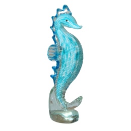 SZKLANA DEKORACJA Konik Morski Niebieski 26cm Typu MURANO