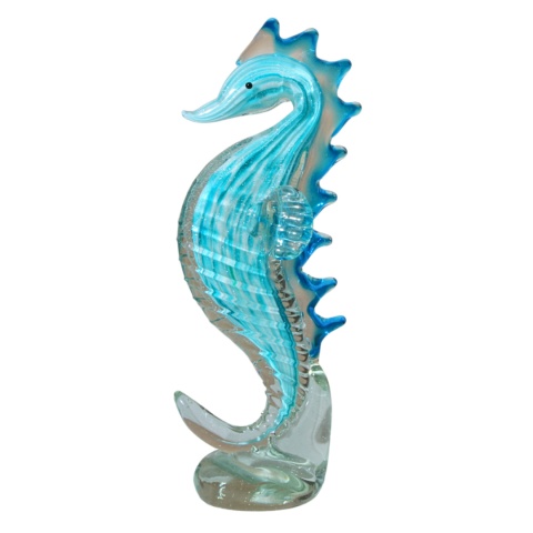 SZKLANA DEKORACJA Konik Morski Niebieski 26cm Typu MURANO SZKLANA DEKORACJA Konik Morski Niebieski 26cm Typu MURANO