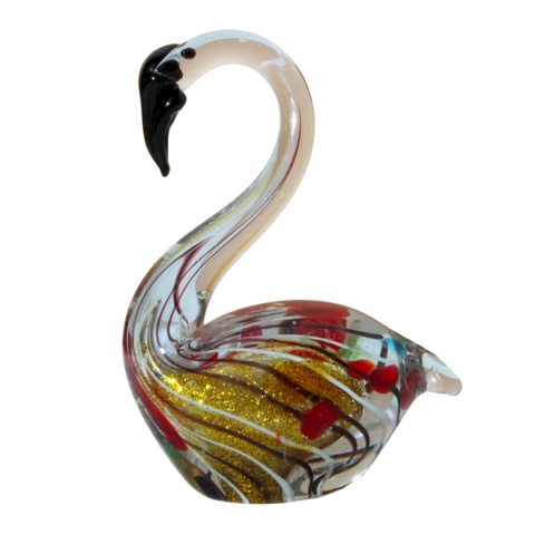 SZKLANA DEKORACJA Łabędź Wielobarwny 16cm Typu MURANO SZKLANA DEKORACJA Łabędź Wielobarwny 16cm Typu MURANO