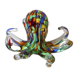 SZKLANA DEKORACJA Ośmiornica Wielobarwna 23cm Typu MURANO