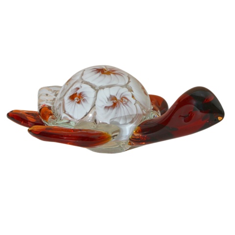 SZKLANA DEKORACJA Żółw + Kwiaty 16cm SZKLANA DEKORACJA Żółw + Kwiaty 16cm