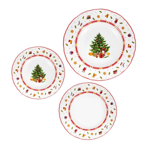 ARCA Komplet SERWIS OBIADOWY Choinka 18 el. 6 osób Porcelana