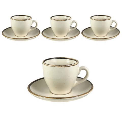 ARCA TIERRA Beżowy Zestaw Filiżanek Do Kawy Espresso 90ml - 4szt