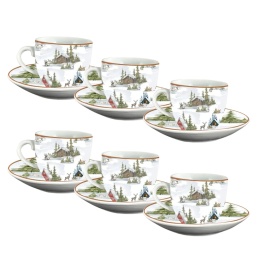 ARCA Zestaw Filiżanek do Espresso 90ml Świąteczna Kraina - 6szt