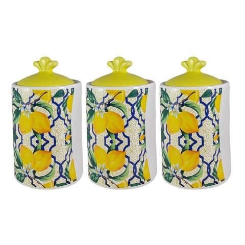 ARCA Zestaw SŁOIK CERAMIKA Ischia 11x14cm Komplet Włochy x 3szt