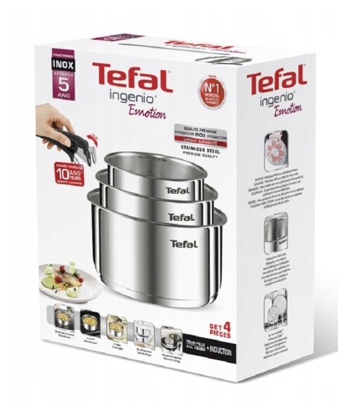 Zestaw garnków Tefal Ingenio Emotion Indukcja Stal nierdzewna 4 elementy